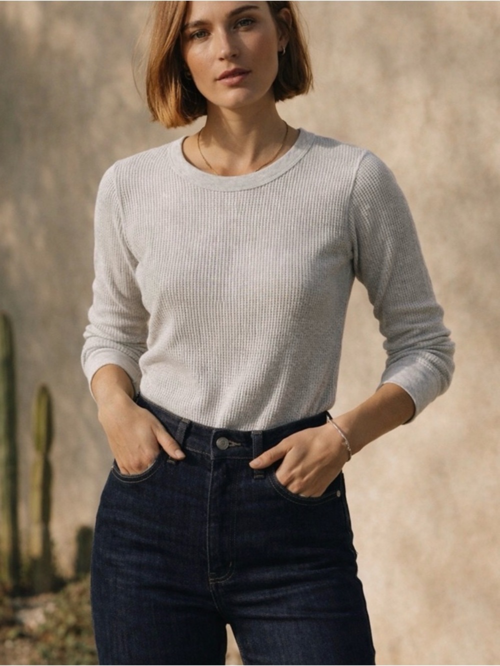 Imogene + Willie Thermal Waffle Shirt in Ash Grey